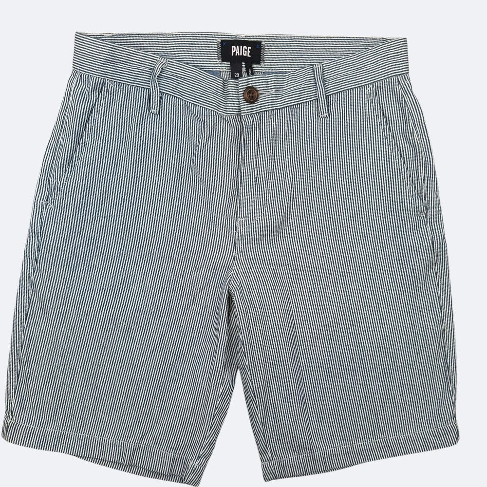Paige Shorts Men 29 Blue Railroad Stripe Cotton Chino Casual Summer Coastal